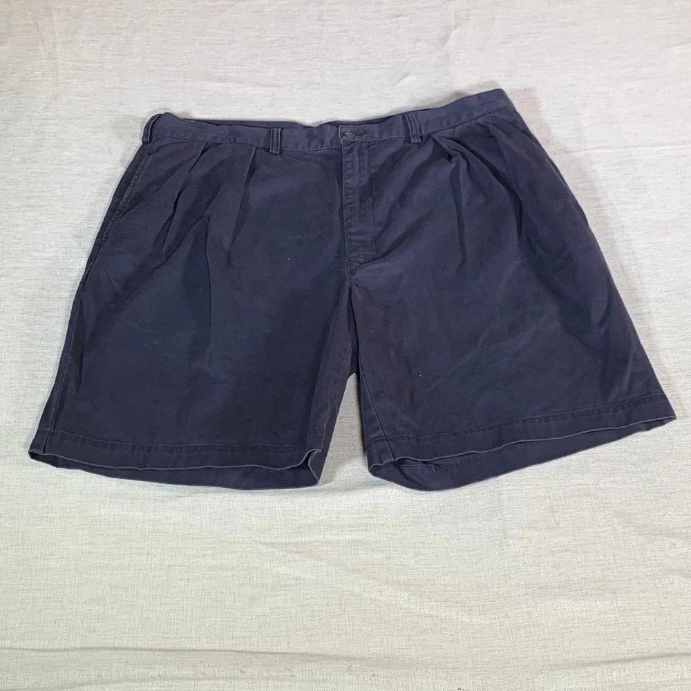 Polo Ralph Lauren Tyler Short Mens 40 Navy Blue Pleated Chino Cotton Shorts‎